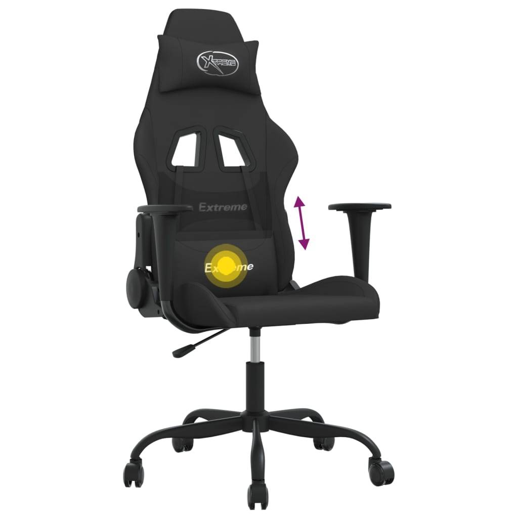 vidaXL Gaming-Stuhl mit Massagefunktion Schwarz Stoff