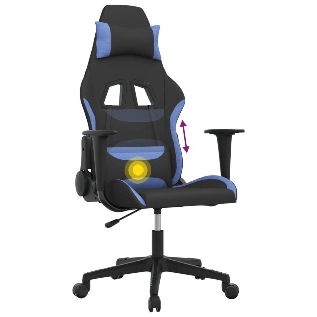 vidaXL Gaming-Stuhl mit Massagefunktion Schwarz und Blau Stoff