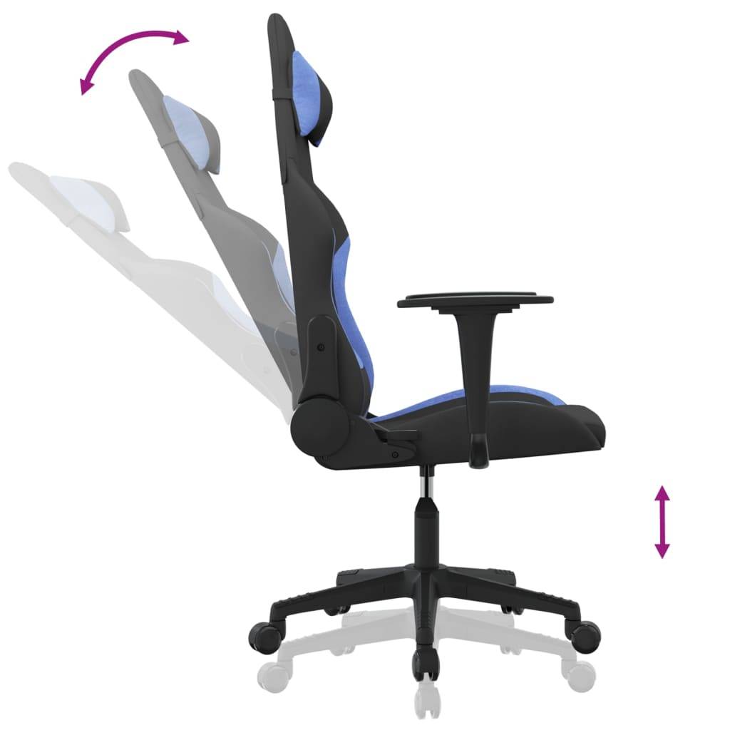 vidaXL Gaming-Stuhl mit Massagefunktion Schwarz und Blau Stoff