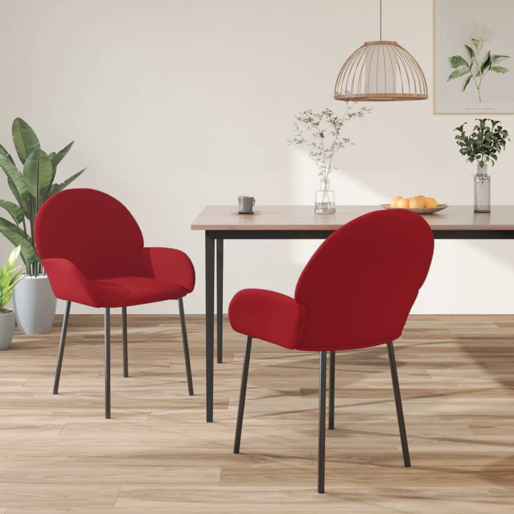 vidaXL Esszimmerstühle 2 Stk. Weinrot Samt