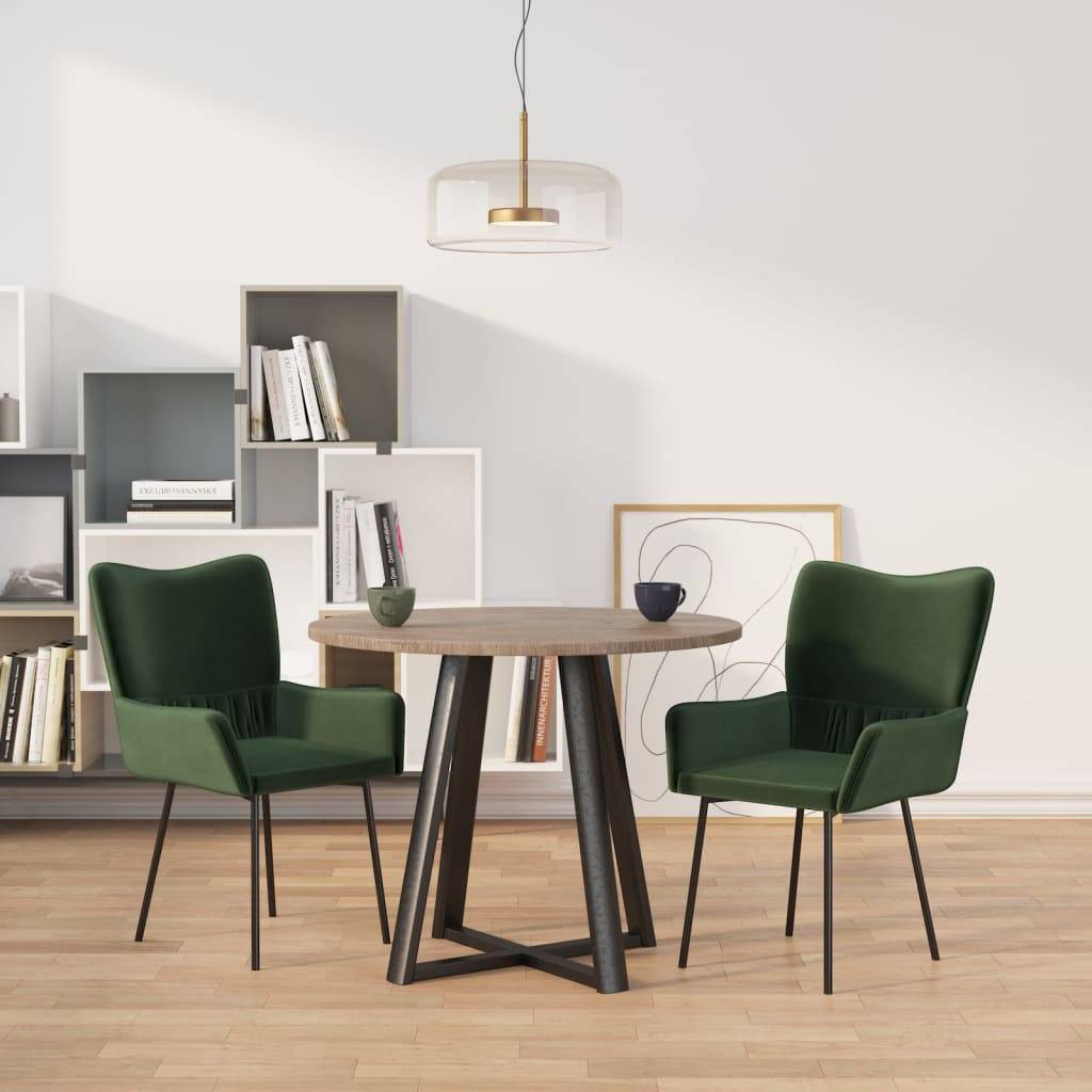 vidaXL Esszimmerstühle 2 Stk. Dunkelgrün Samt