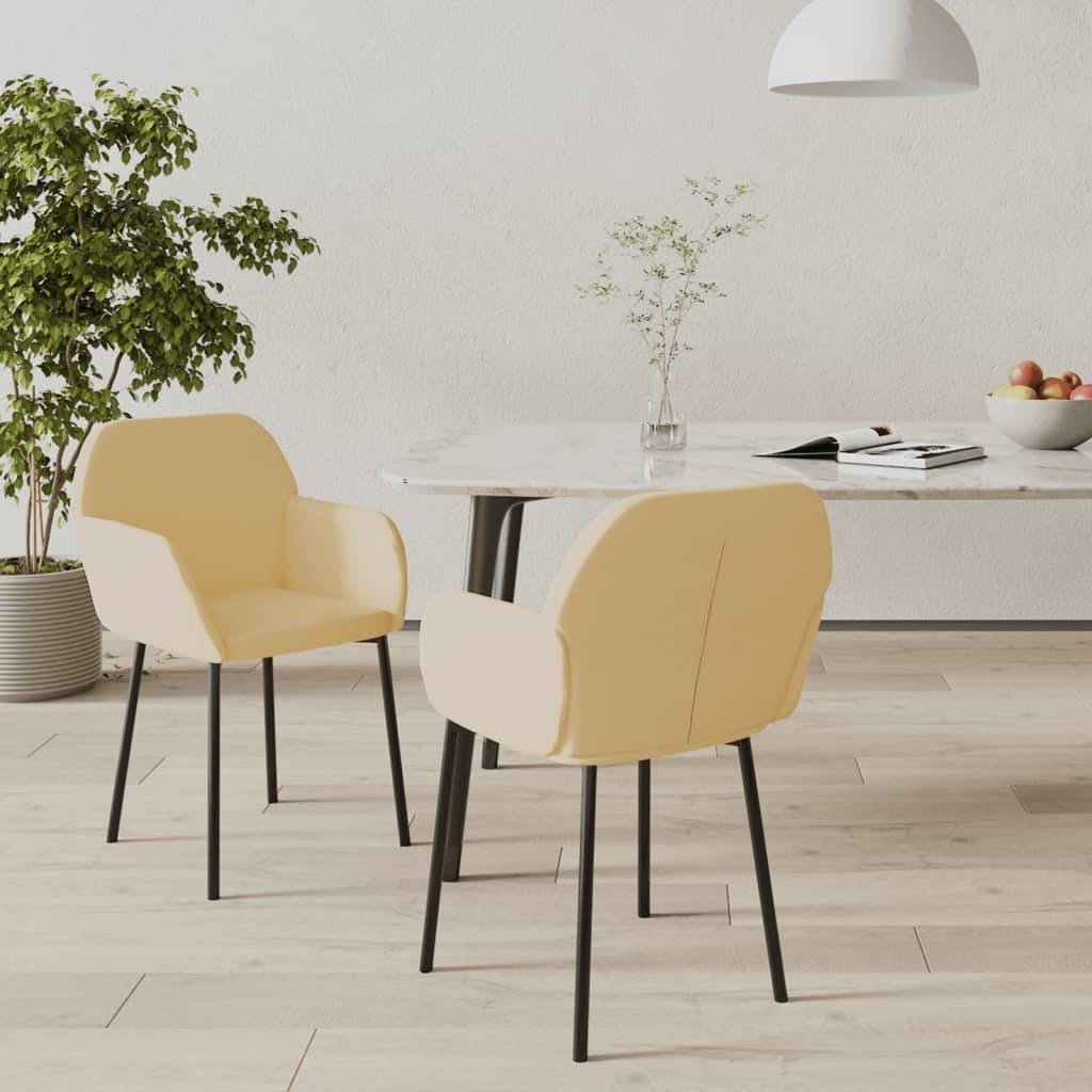 vidaXL Esszimmerstühle 2 Stk. Creme Samt