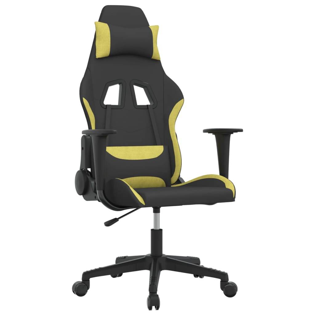 vidaXL Gaming-Stuhl mit Massagefunktion Schwarz und Hellgrün Stoff