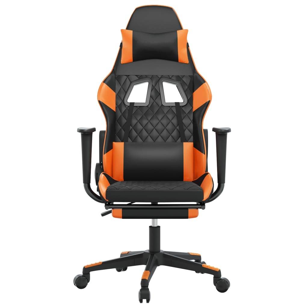 vidaXL Gaming-Stuhl mit Massage & Fußstütze Schwarz Orange Kunstleder