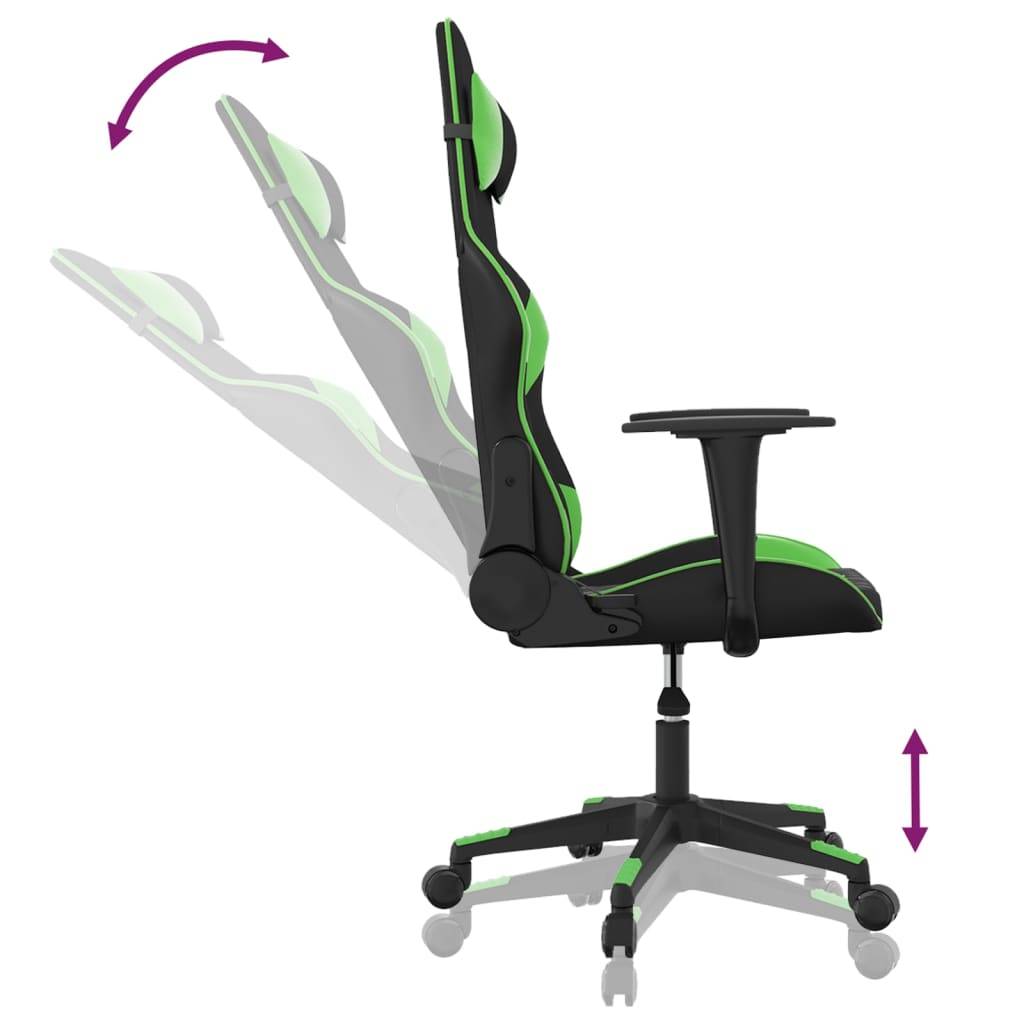 vidaXL Gaming-Stuhl Schwarz und Grün Kunstleder