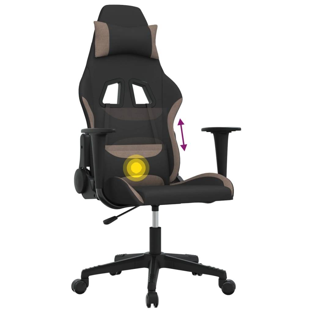 vidaXL Gaming-Stuhl mit Massagefunktion Schwarz und Taupe Stoff