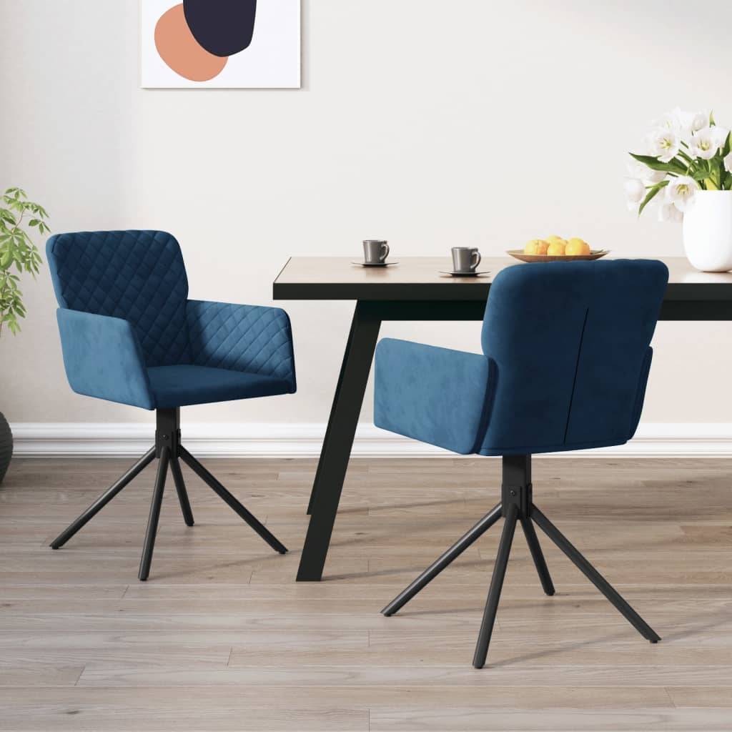 vidaXL Esszimmerstühle 2 Stk. Drehbar Blau Samt