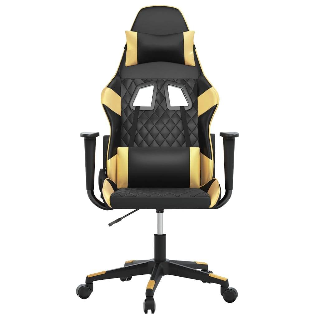 vidaXL Gaming-Stuhl mit Massagefunktion Schwarz & Golden Kunstleder