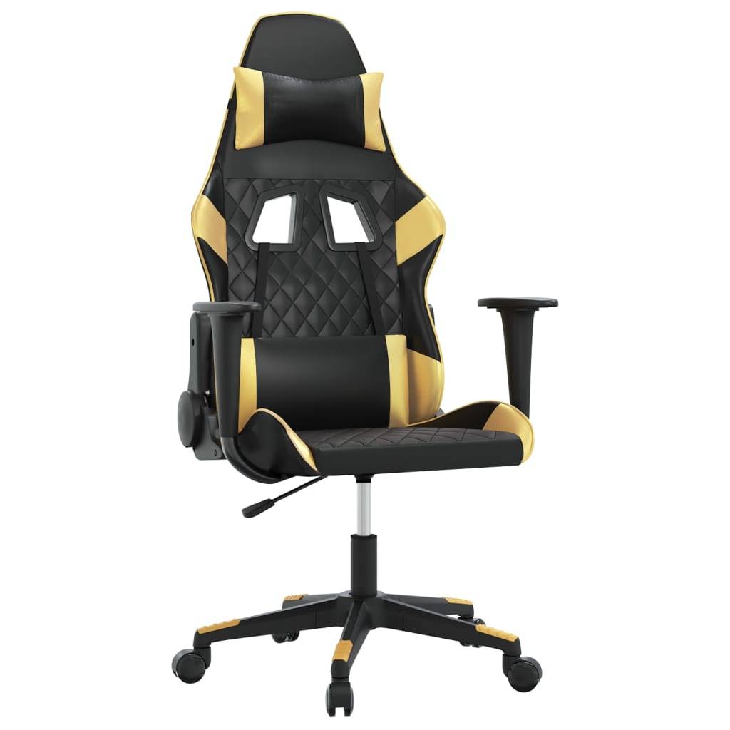 vidaXL Gaming-Stuhl mit Massagefunktion Schwarz & Golden Kunstleder