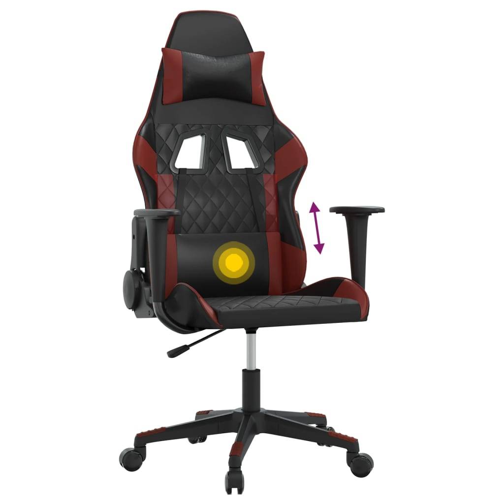vidaXL Gaming-Stuhl mit Massagefunktion Schwarz und Weinrot Kunstleder