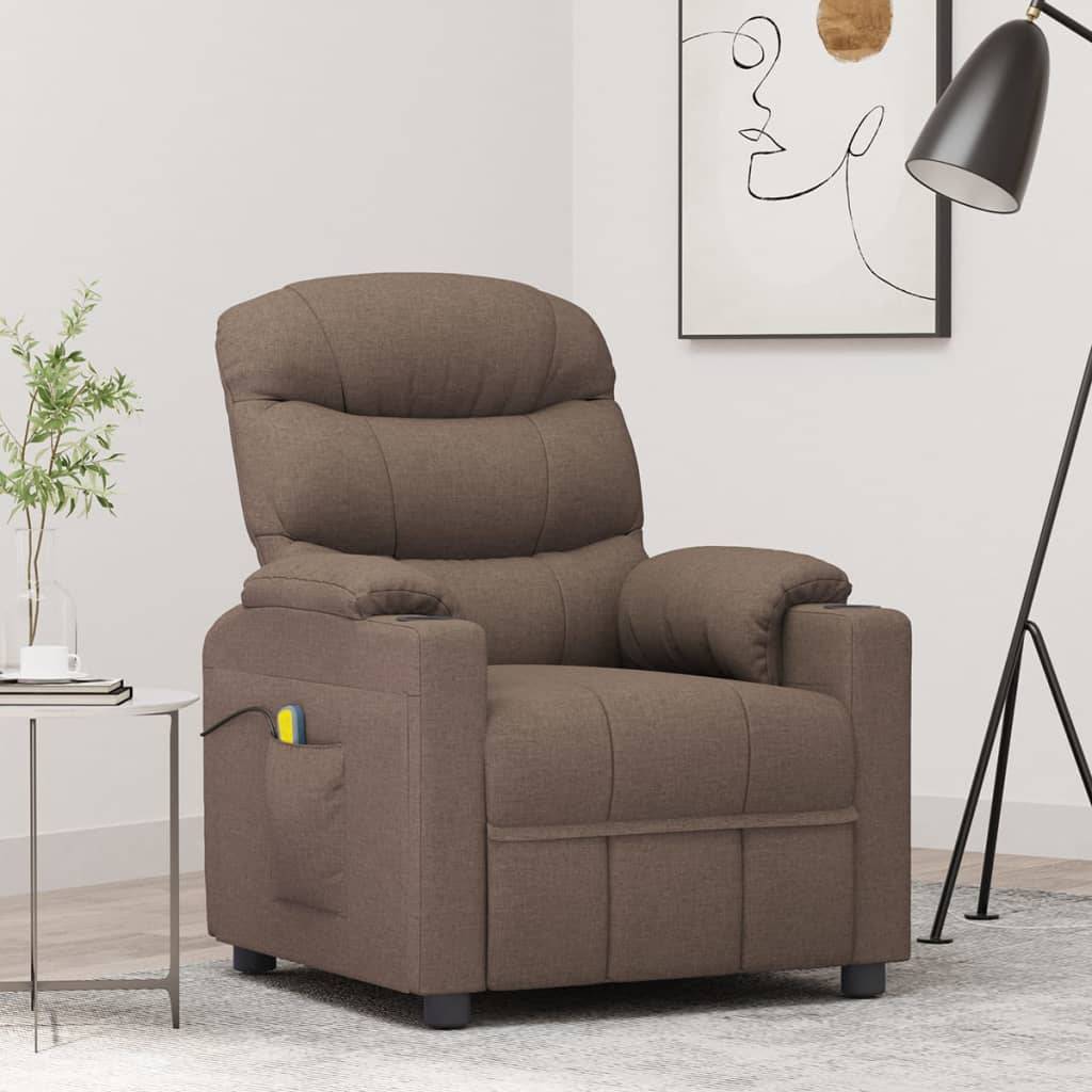 vidaXL Massagesessel Taupe Stoff
