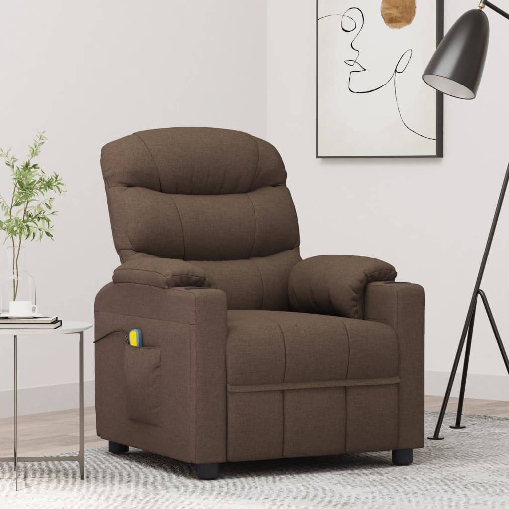 vidaXL Massagesessel Braun Stoff