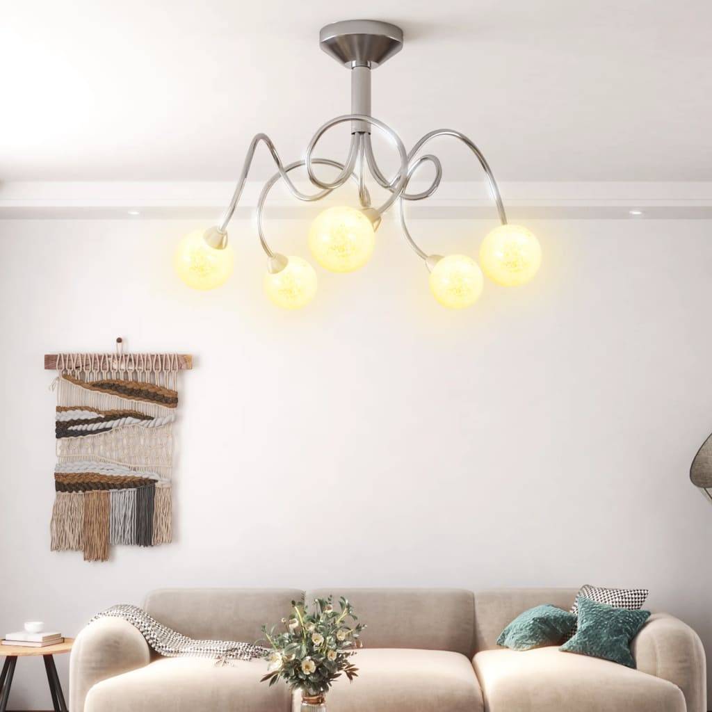 vidaXL Deckenleuchte mit Runden Glasschirmen für 5 G9 LED-Leuchtmittel