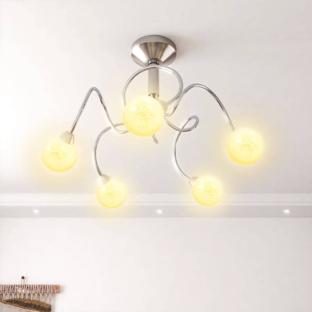vidaXL Deckenleuchte mit Runden Glasschirmen für 5 G9 LED-Leuchtmittel