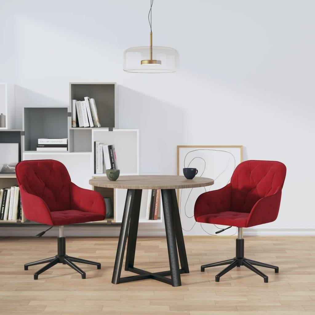vidaXL Esszimmerstühle 2 Stk. Drehbar Weinrot Samt