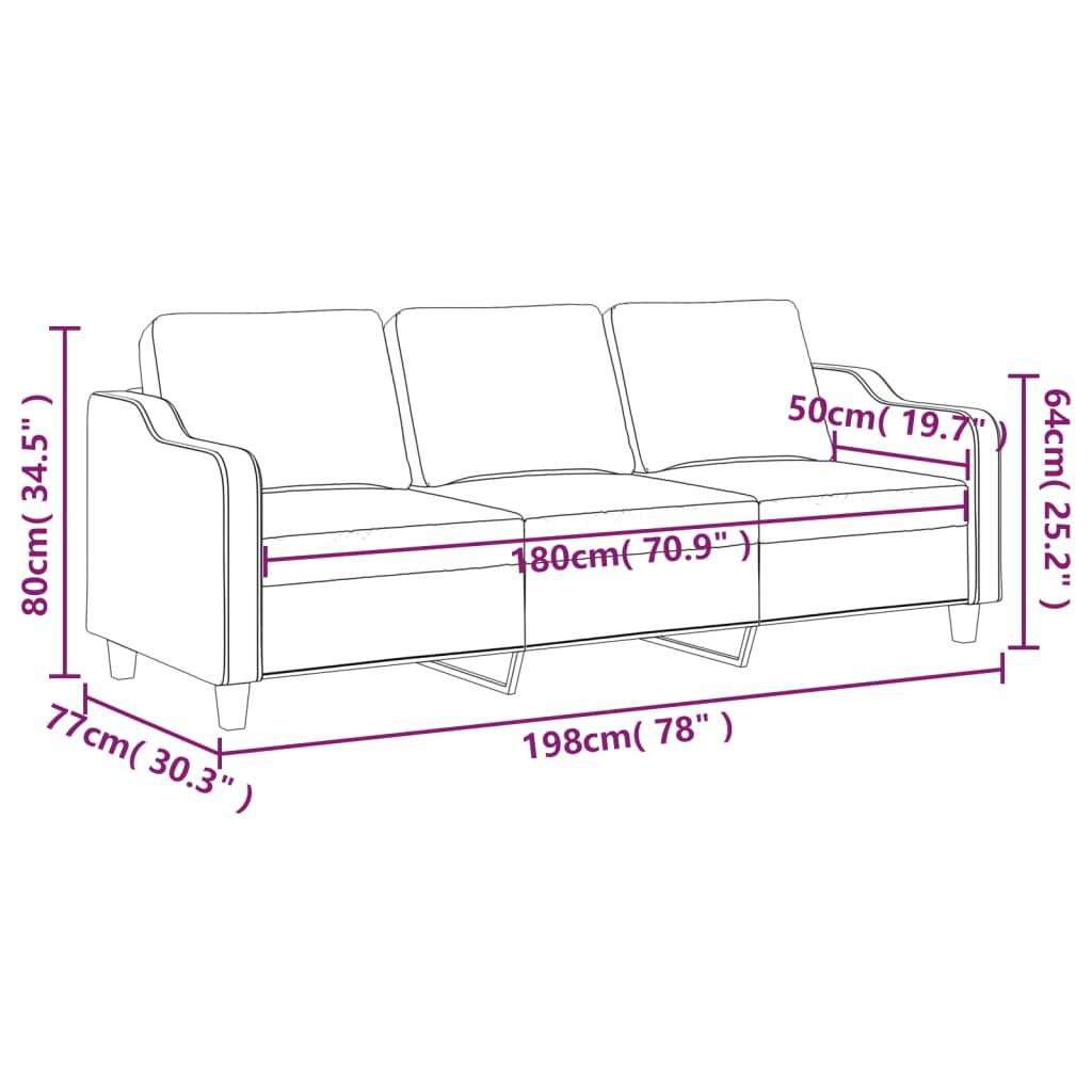 vidaXL 3-Sitzer-Sofa Weinrot 180 cm Stoff