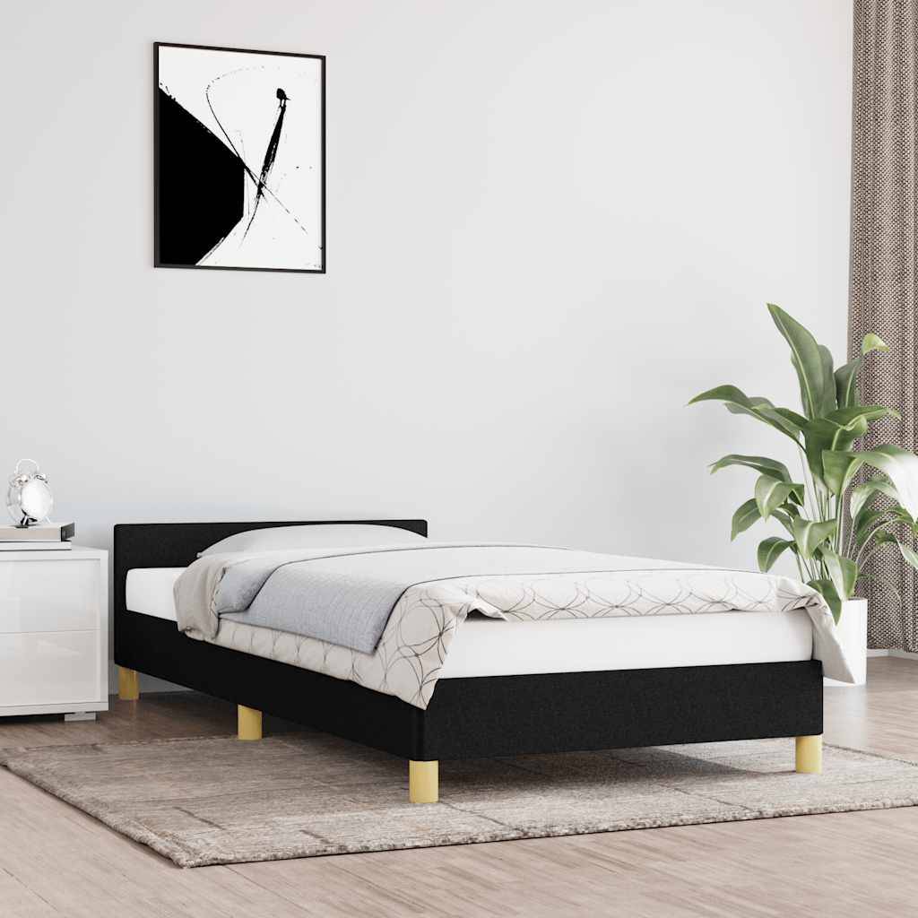 vidaXL Bettgestell mit Kopfteil ohne Matratze Schwarz 90x200 cm Stoff