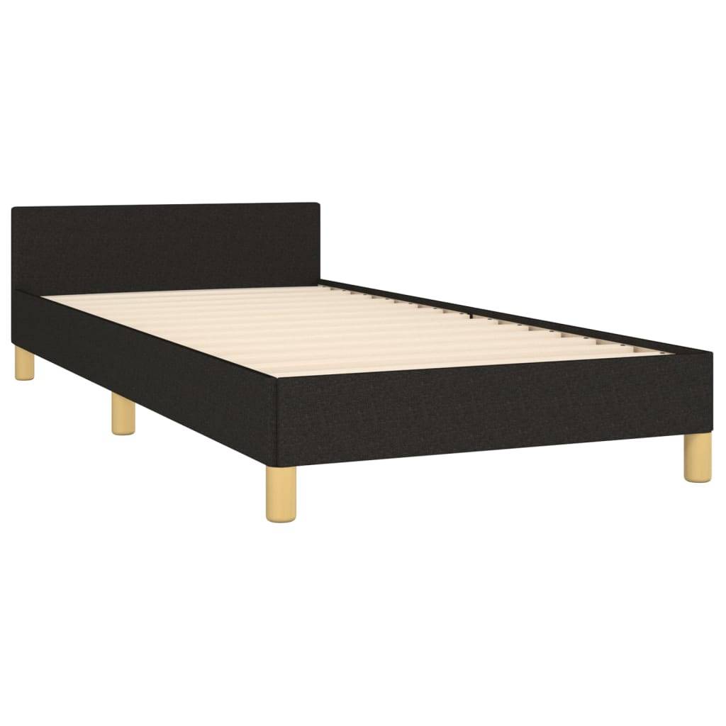 vidaXL Bettgestell mit Kopfteil ohne Matratze Schwarz 90x200 cm Stoff