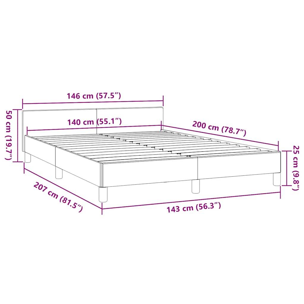 vidaXL Bettgestell ohne Matratze Creme 140x200 cm Stoff