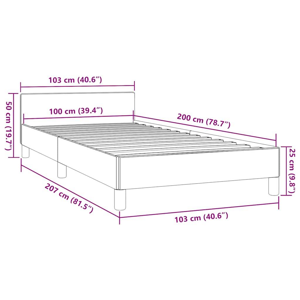 vidaXL Bettgestell mit Kopfteil ohne Matratze Schwarz 100x200 cm