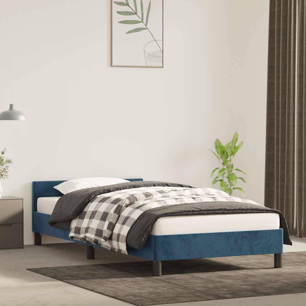 vidaXL Bettgestell ohne Matratze Dunkelblau 90x190 cm Samt