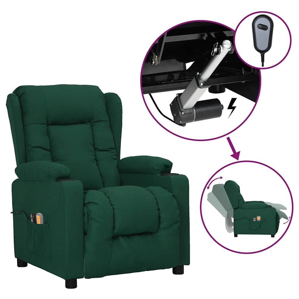 vidaXL Elektrischer Massagesessel Dunkelgrün Stoff