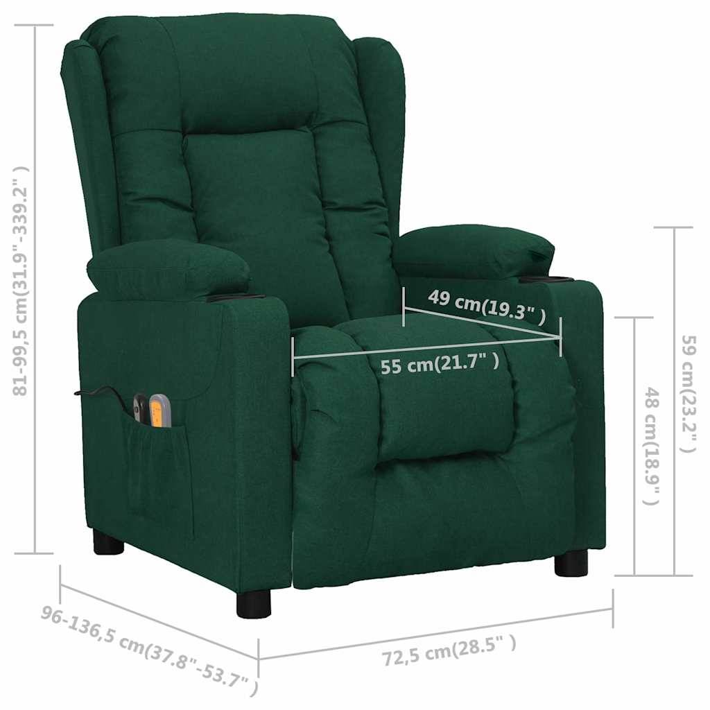 vidaXL Elektrischer Massagesessel Dunkelgrün Stoff