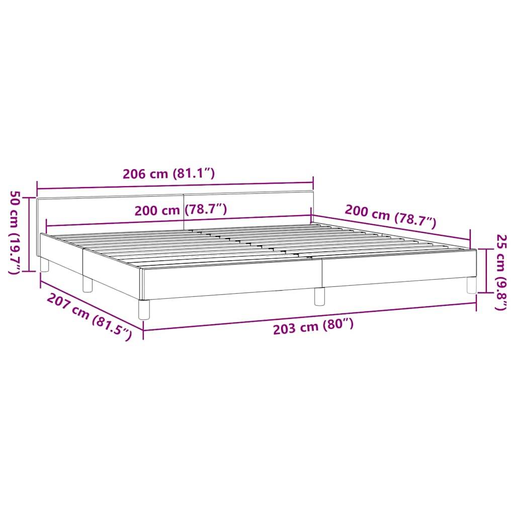 vidaXL Bettgestell mit Kopfteil ohne Matratze Grau 200x200 cm