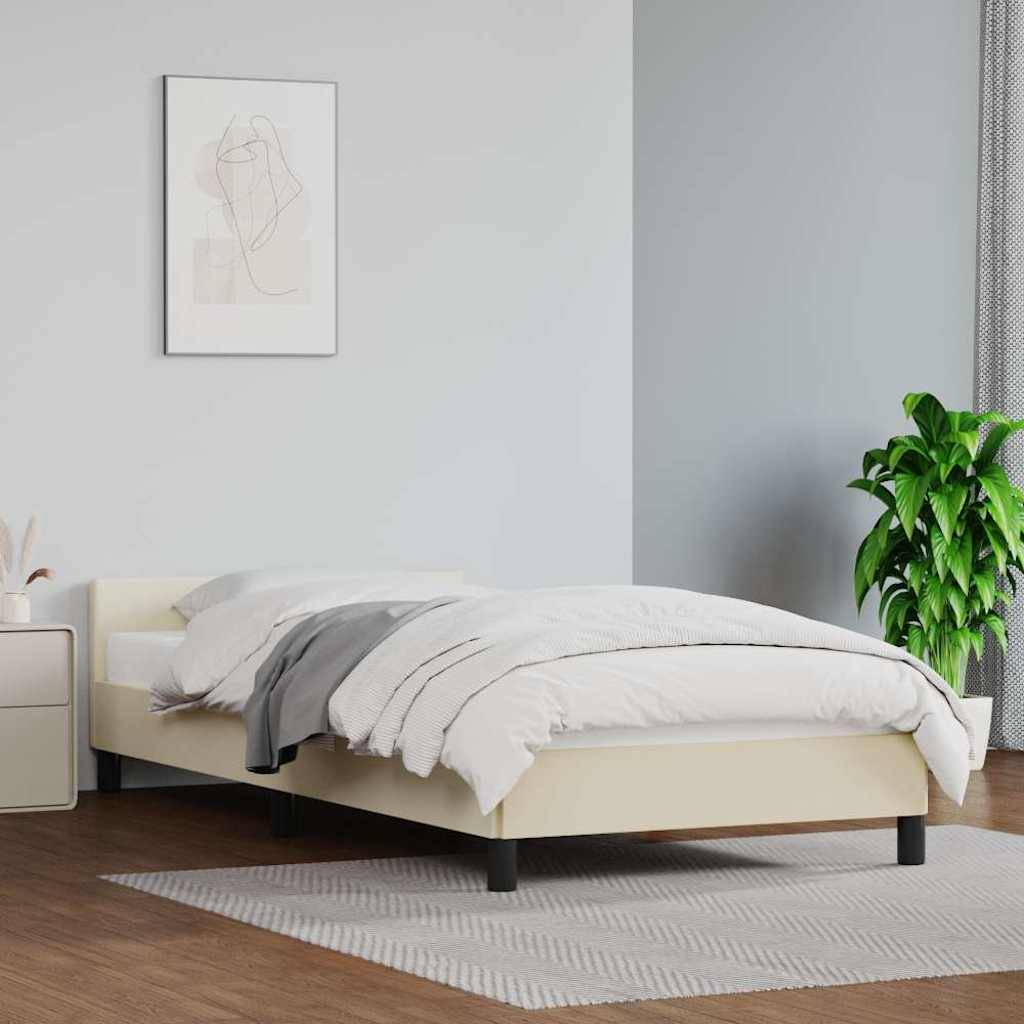 vidaXL Bettgestell mit Kopfteil ohne Matratze Creme 90x190 cm
