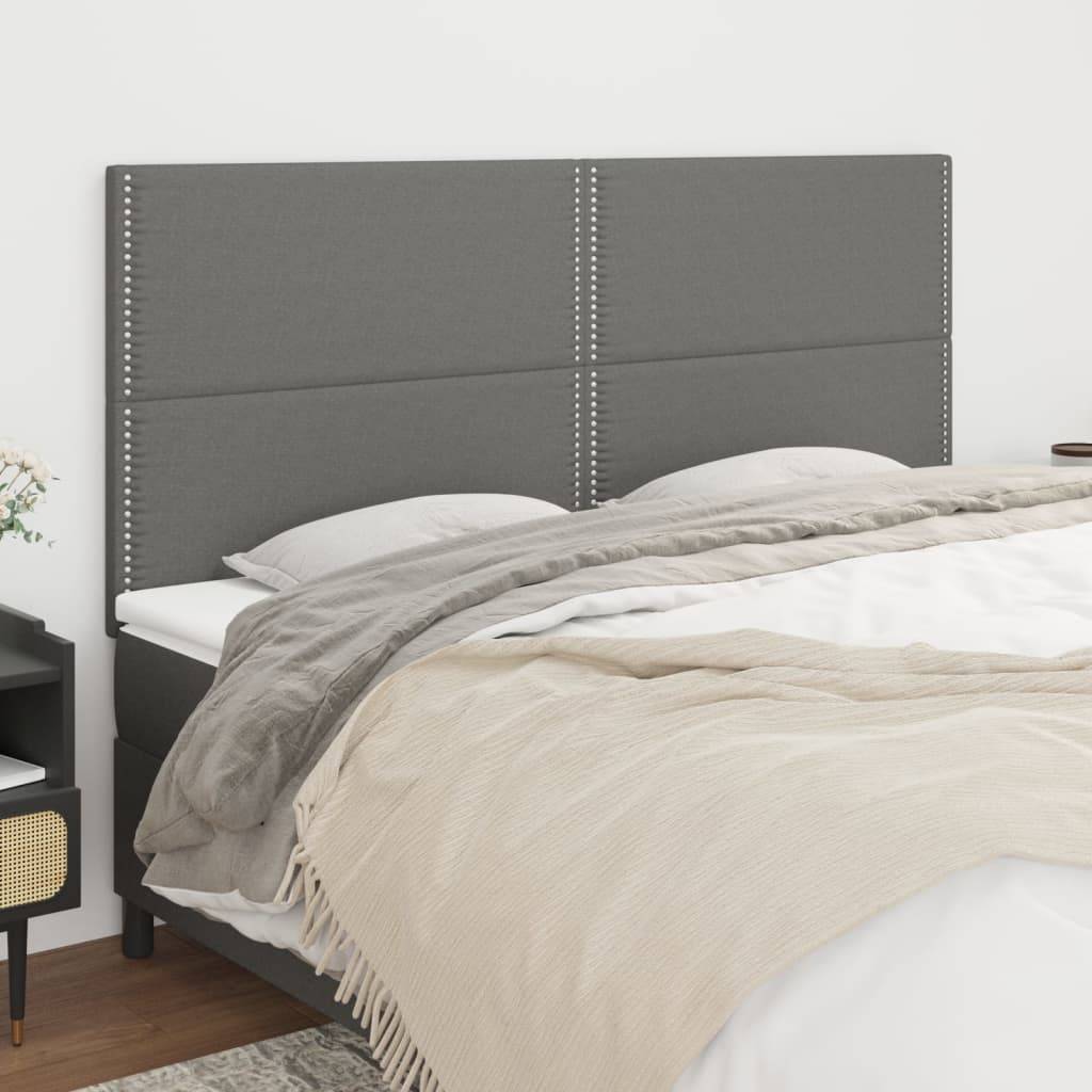 vidaXL Kopfteile 4 Stk. Dunkelgrau 90x5x78/88 cm Stoff