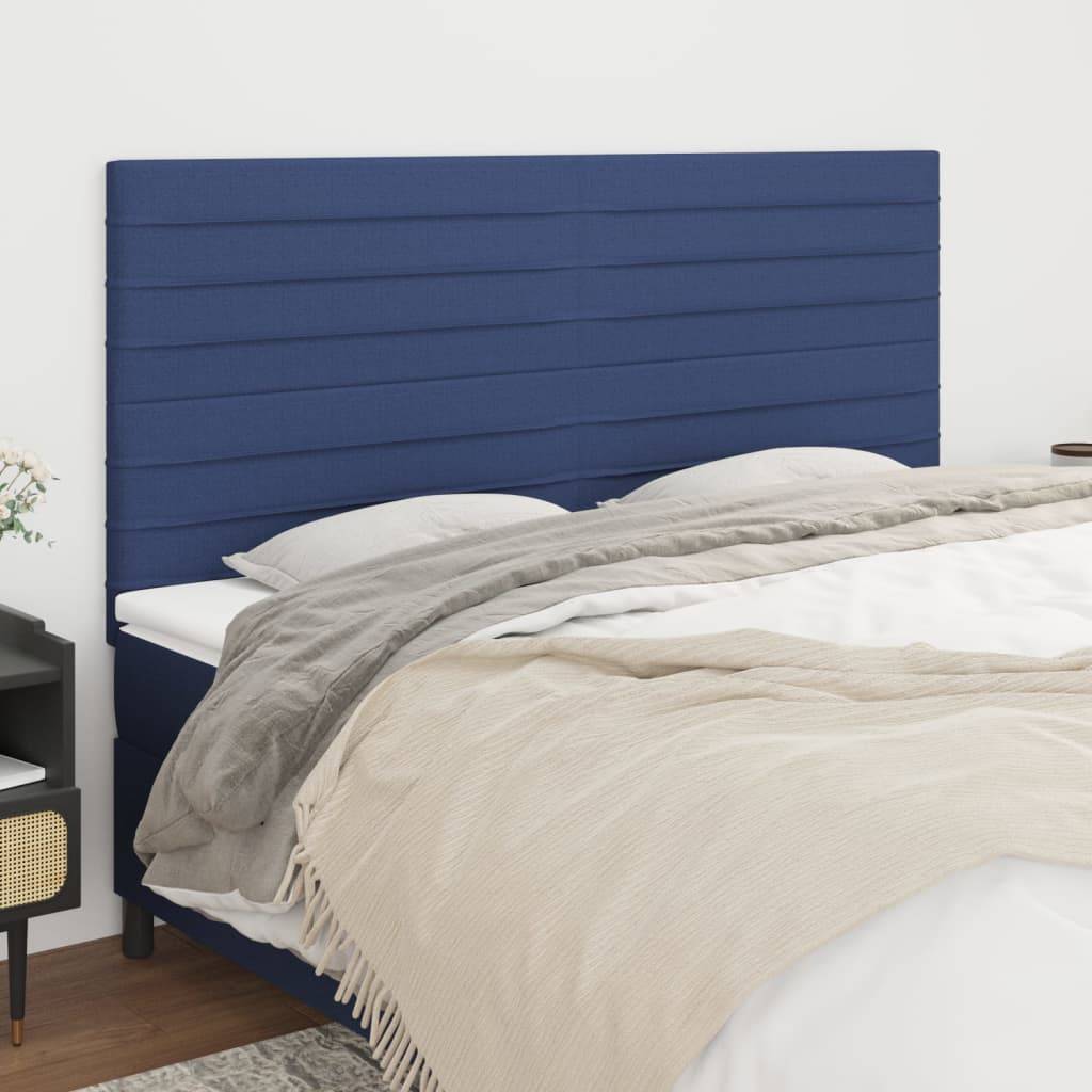 vidaXL Kopfteile 4 Stk. Blau 90x5x78/88 cm Stoff
