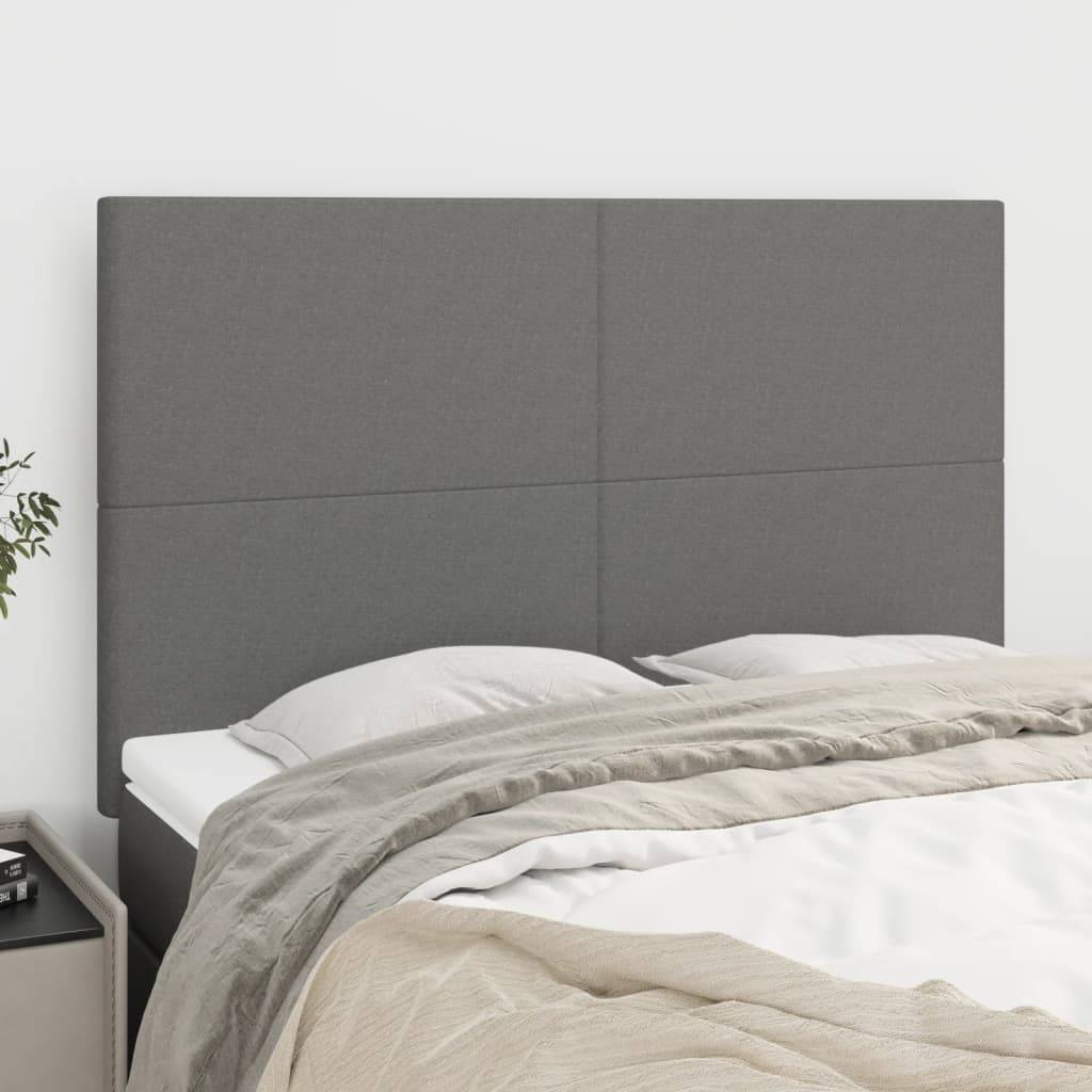 vidaXL Kopfteile 4 Stk. Dunkelgrau 72x5x78/88 cm Stoff