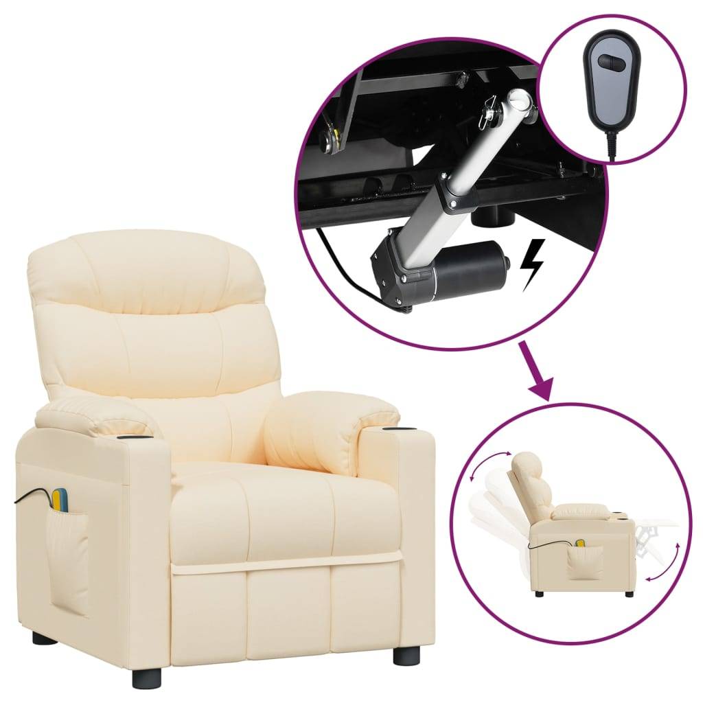 vidaXL Massagesessel Elektrisch Creme Stoff