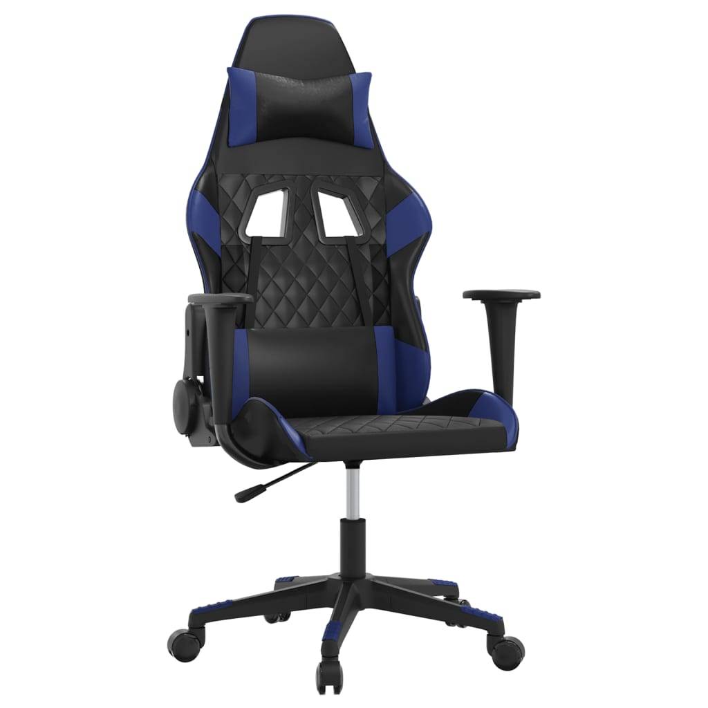 vidaXL Gaming-Stuhl mit Massagefunktion Schwarz und Blau Kunstleder
