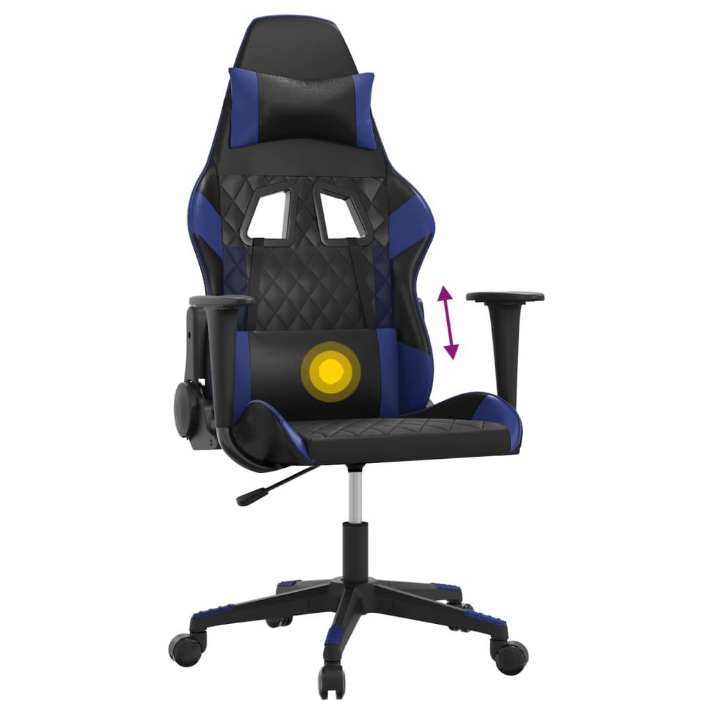 vidaXL Gaming-Stuhl mit Massagefunktion Schwarz und Blau Kunstleder
