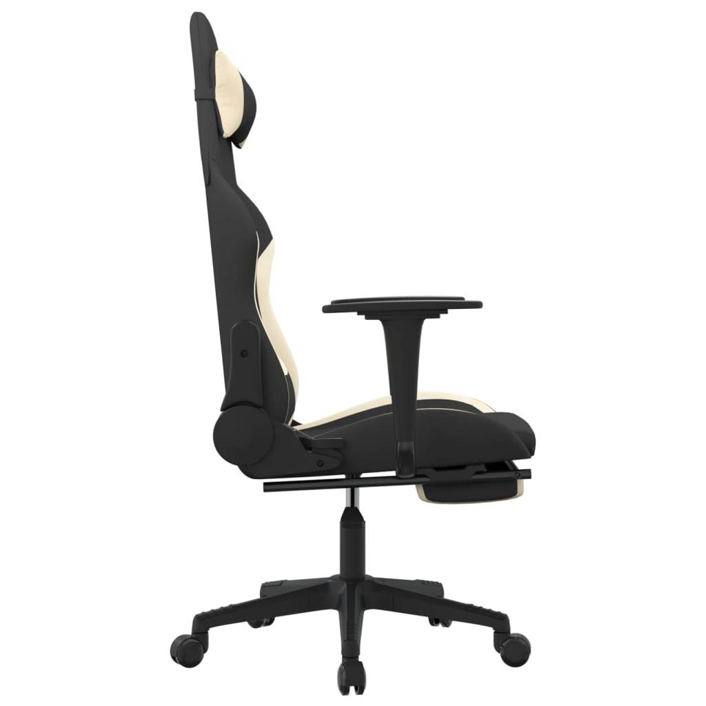 vidaXL Gaming-Stuhl mit Fußstütze Schwarz und Creme Stoff