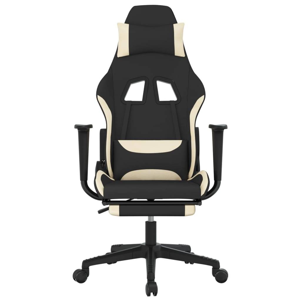 vidaXL Gaming-Stuhl mit Fußstütze Schwarz und Creme Stoff