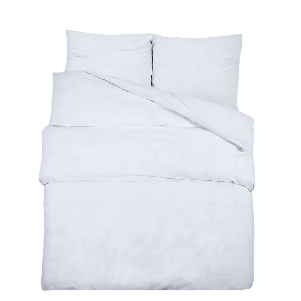 vidaXL Bettwäsche-Set Weiß 200x220 cm Baumwolle