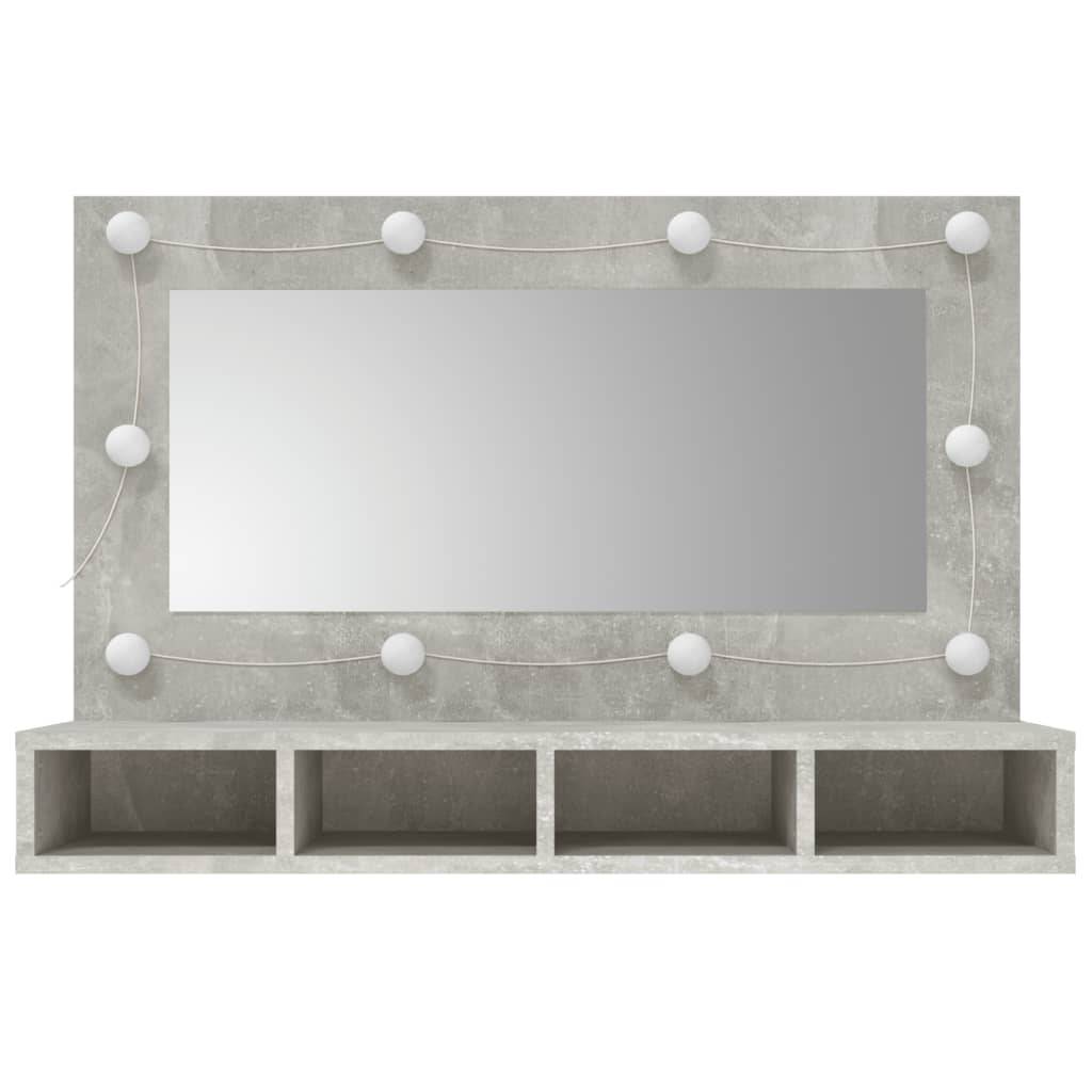 vidaXL Spiegelschrank mit LED Betongrau 90x31,5x62 cm
