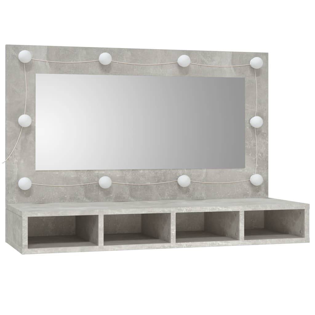 vidaXL Spiegelschrank mit LED Betongrau 90x31,5x62 cm