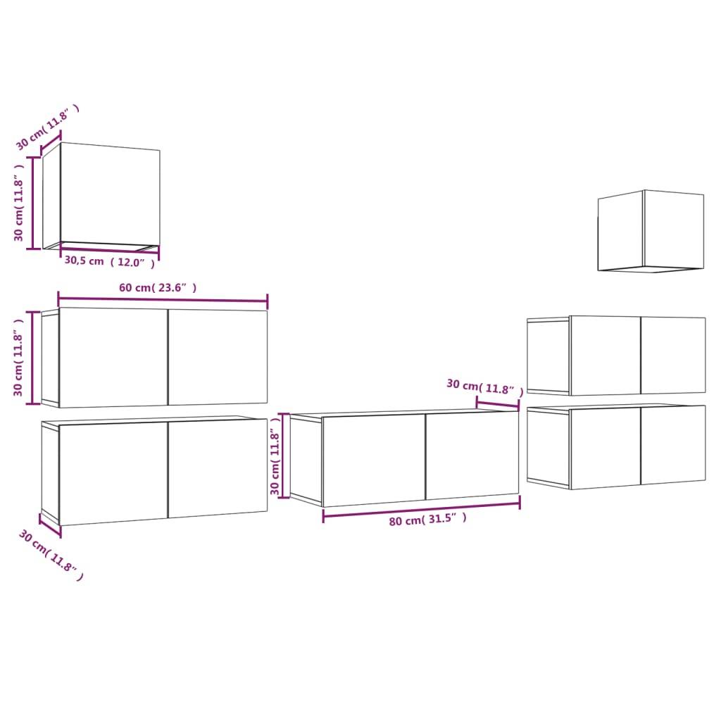 vidaXL 7-tlg. TV-Schrank-Set Räuchereiche Holzwerkstoff
