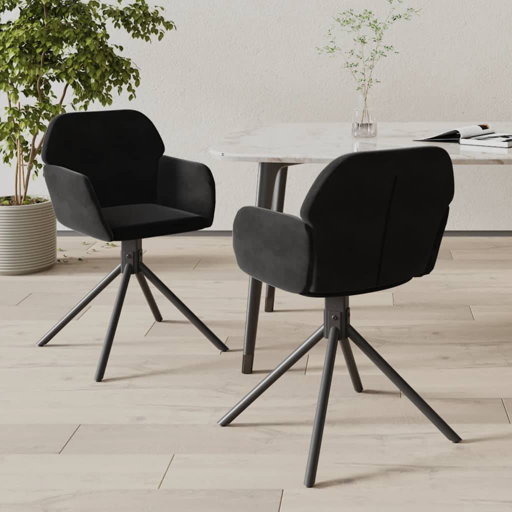 vidaXL Esszimmerstühle 2 Stk. Drehbar Schwarz Samt