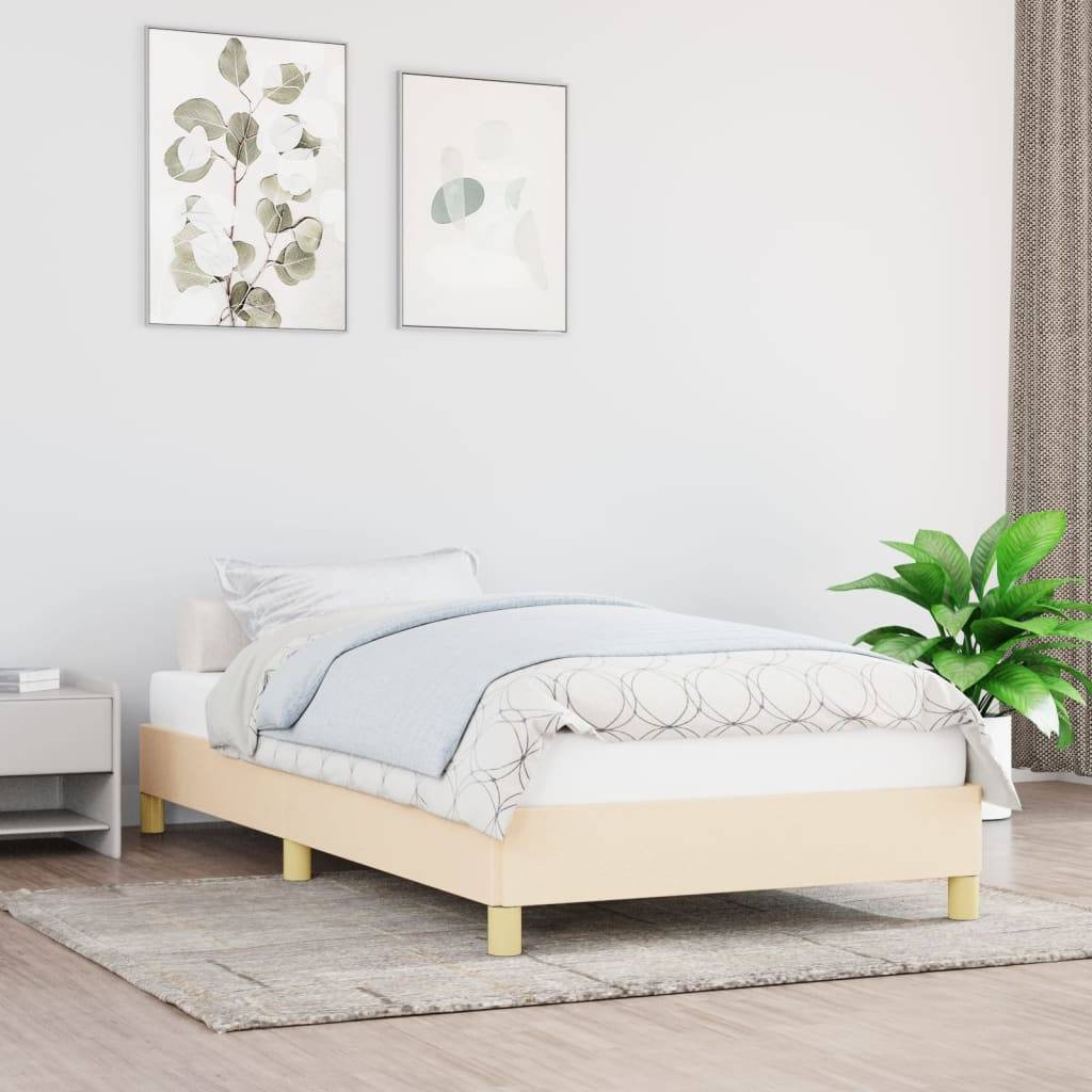 vidaXL Bettgestell ohne Matratze Creme 100x200 cm Stoff