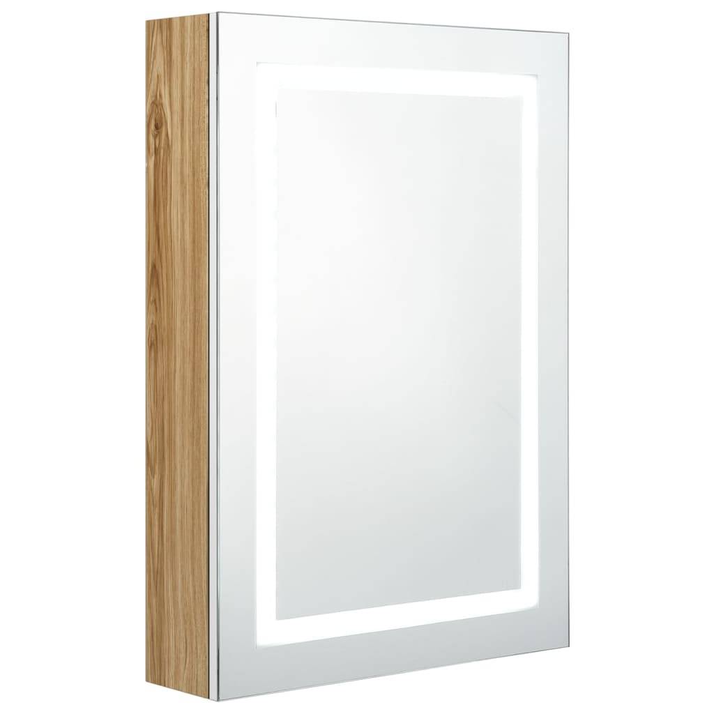 vidaXL LED-Spiegelschrank fürs Bad Weiß und Eichen-Optik 50x13x70 cm