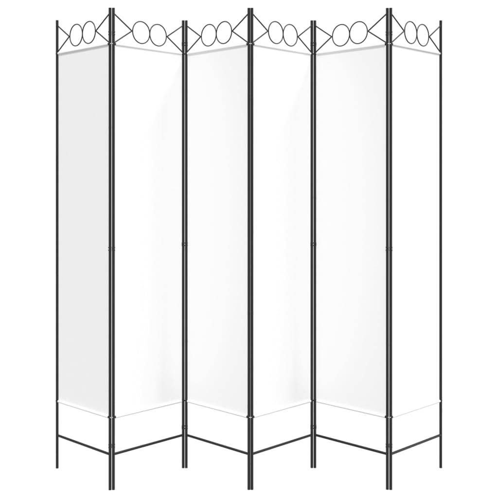 vidaXL 6-tlg. Paravent Weiß 240x200 cm Stoff