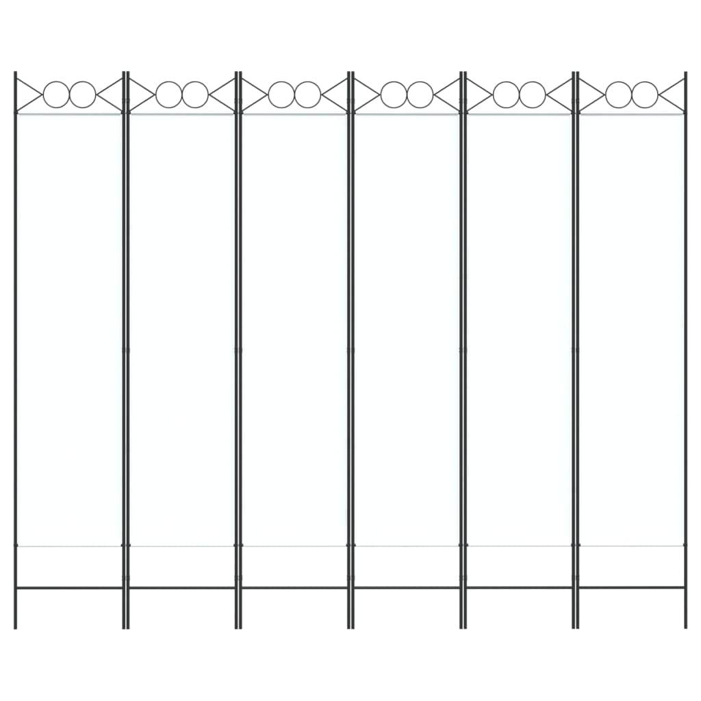 vidaXL 6-tlg. Paravent Weiß 240x200 cm Stoff