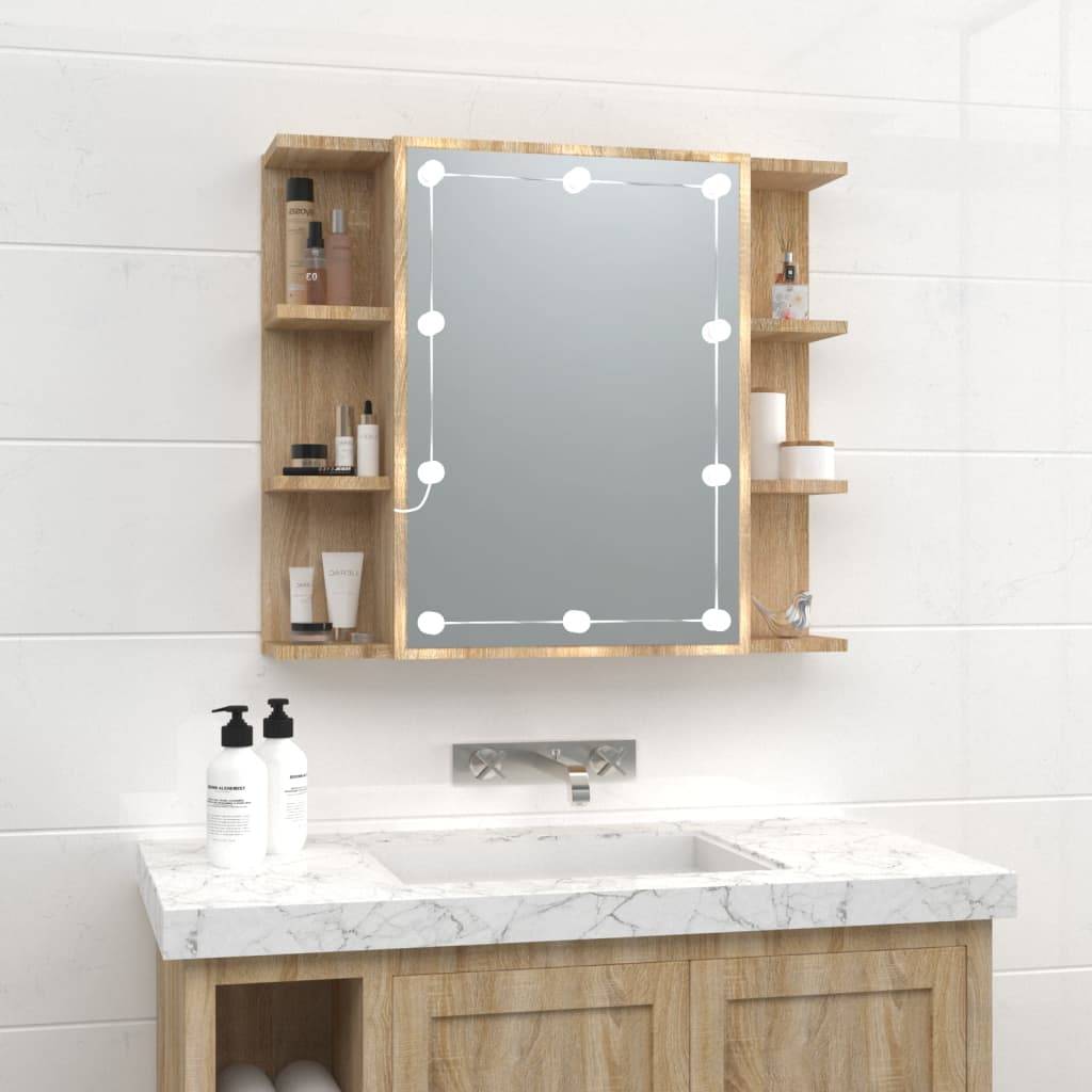 vidaXL Spiegelschrank mit LED Sonoma-Eiche 70x16,5x60 cm