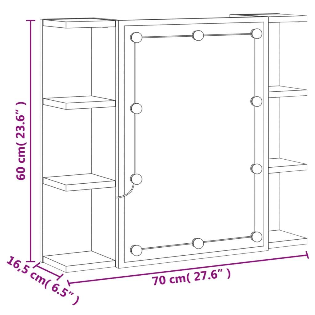 vidaXL Spiegelschrank mit LED Sonoma-Eiche 70x16,5x60 cm