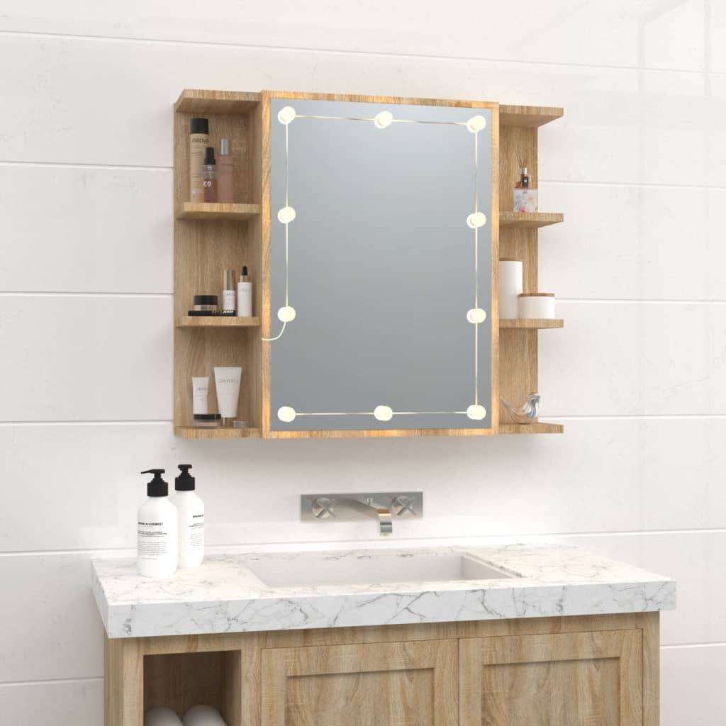 vidaXL Spiegelschrank mit LED Sonoma-Eiche 70x16,5x60 cm