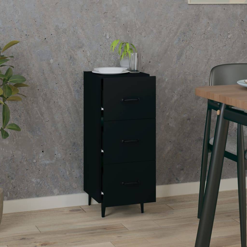 vidaXL Sideboard Schwarz 34,5x34x90 cm Holzwerkstoff